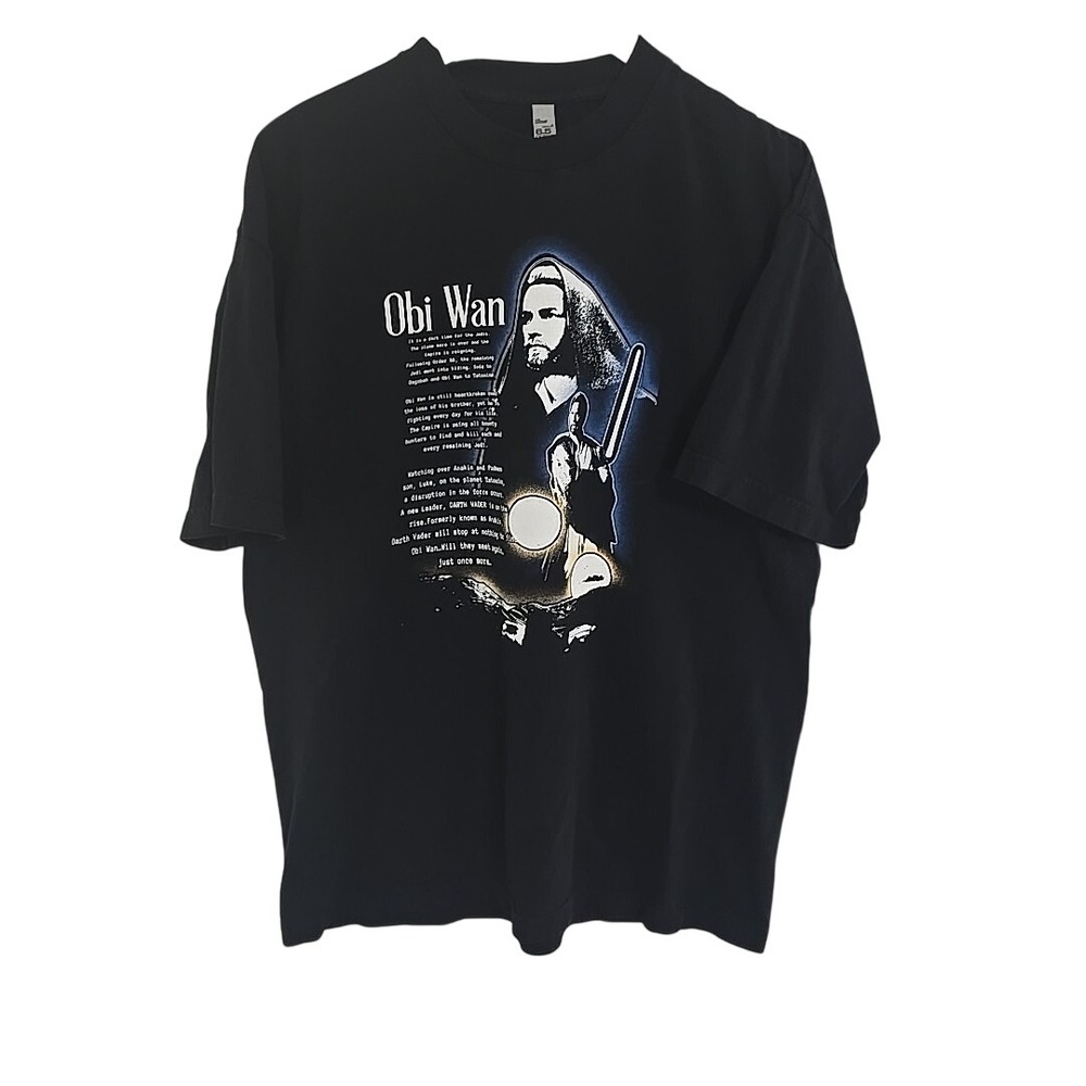 Obi Wan Kenobi Star Wars Tshirt Unisex Size Large Black Lucas Films Movie